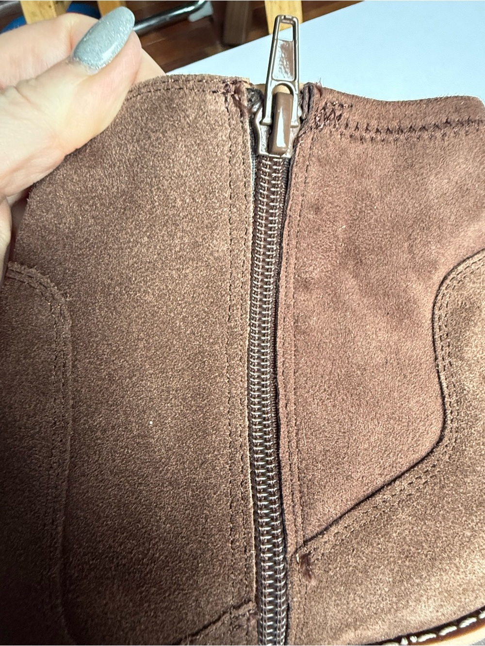 Vionic Ariana Brown Suede Wedge Ankle Boots Women’s 11 EU 42 Zip Comfort - Picture 5 of 7